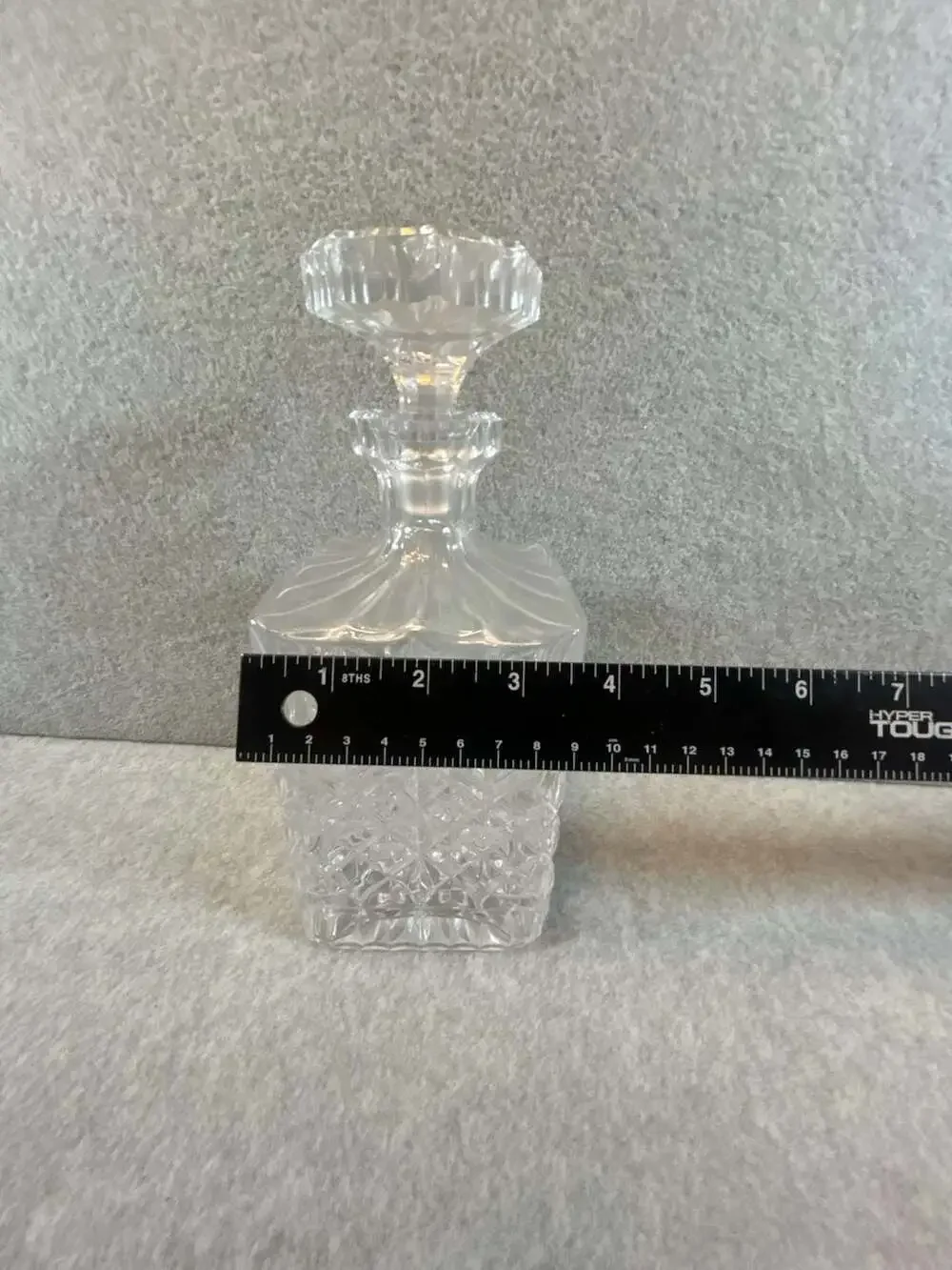 Vintage Heavy Cut Crystal Square Whiskey Decanter with Stopper